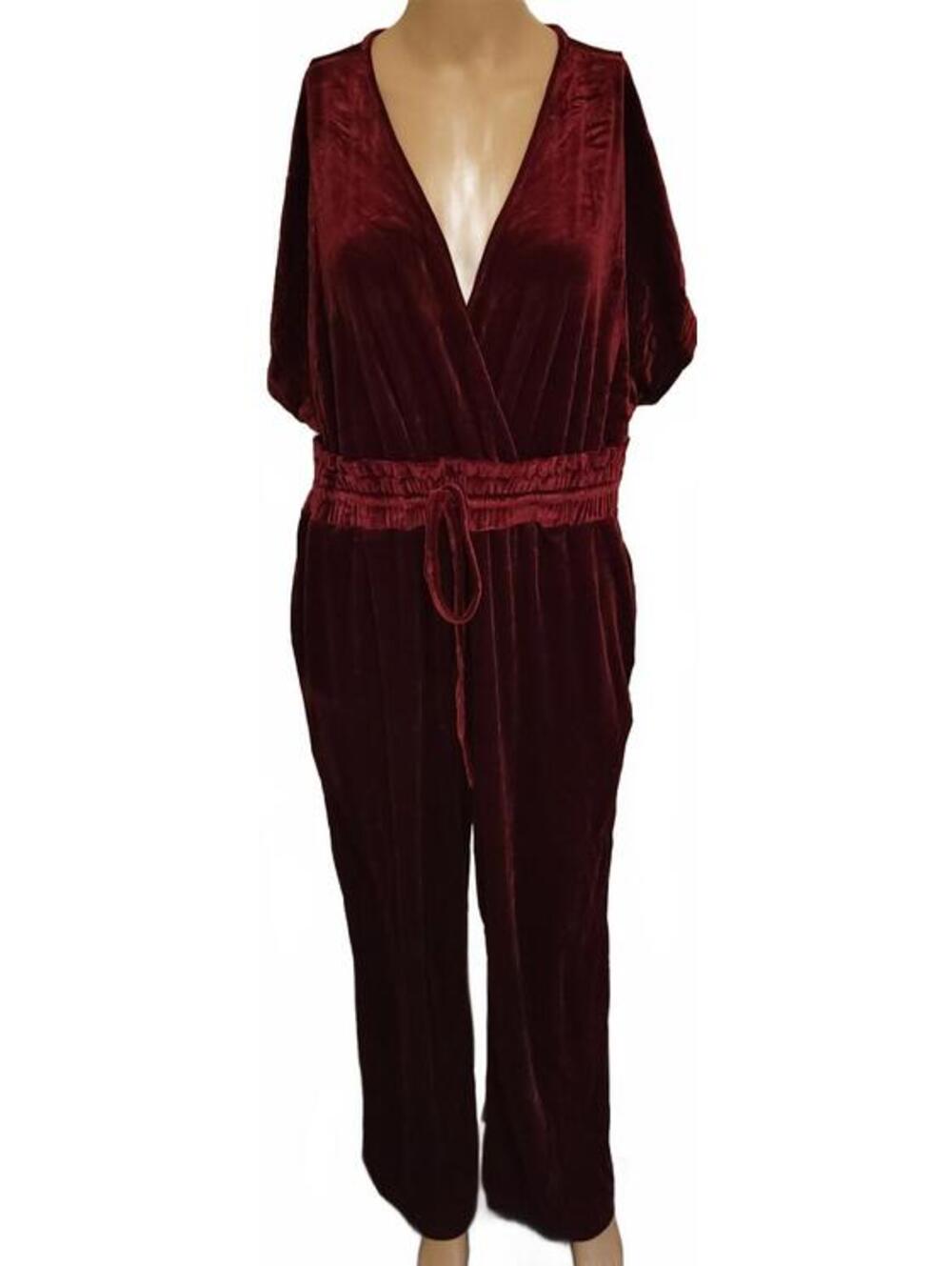YMDUCH Long Sleeve Women's Belted Wide Leg Batwing Fashion Sexy Jumpsuit  XL